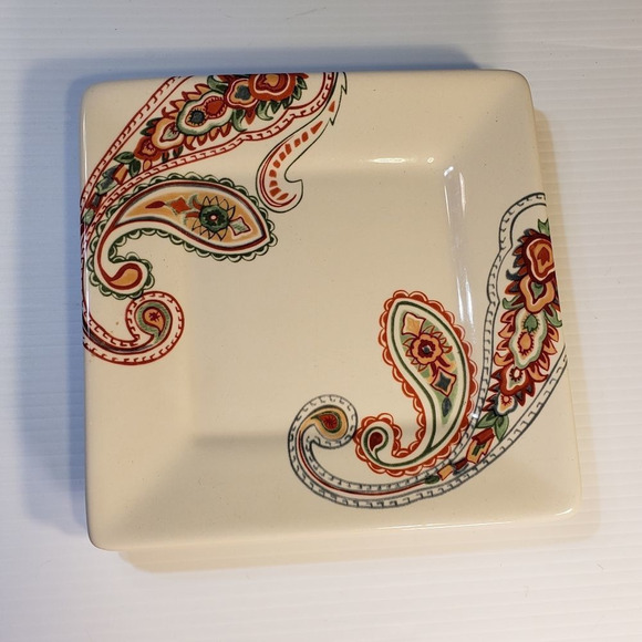 2 Multi Paisley Square Salad Plates Tabletops Gallery 8.25" - Picture 1 of 8